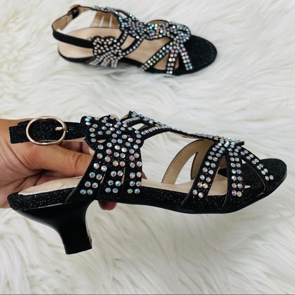 Kids black rhinestoned heel - Picture 7 of 8